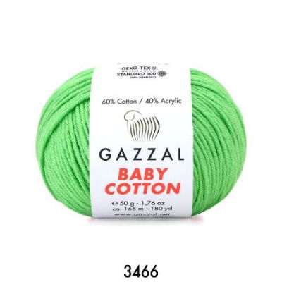 GAZZAL  BABY COTTON   3466 - 60% Хлопок, 40% Акрил 50 г/165 м